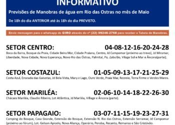 Confira os dias de abastecimento de água por bairros em Rio das Ostras