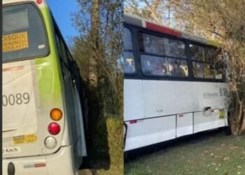 Ônibus sem freio: motorista joga ônibus contra poste e evita acidente