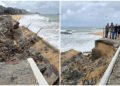Ressaca destrói parte do calçadão da Praia Campista, em Macaé; área é isolada para obras