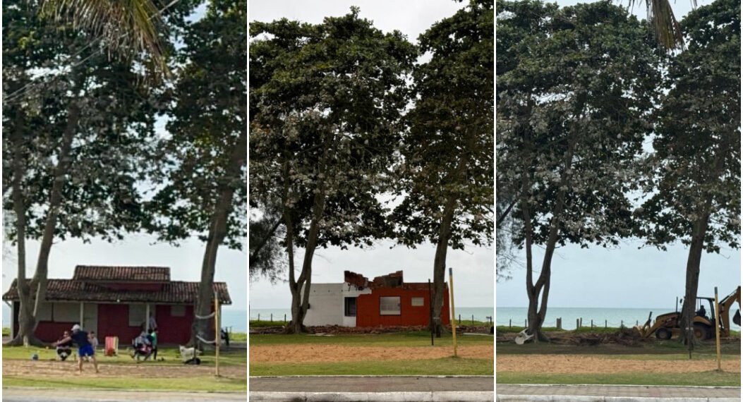 Quiosques são demolidos no Praião de Barra de São João, distrito de Casimiro