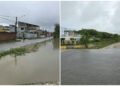 Chuva expõe diferença de nível em rua às margens do Valão de Medeiros, em Rio das Ostras