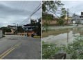 Entorno do Sesc/Senac recebe manutenção em Rio das Ostras; água do valão segue transbordando em trecho rebaixado