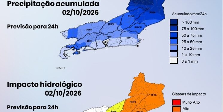 Rio Macaé e das Ostras têm possibilidade de elevação de nível; chuva intensa é prevista no Norte Fluminense e na Região Serrana